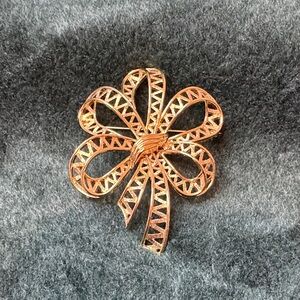 MONET Gold-Tone Hollow Ribbon Bow Brooch